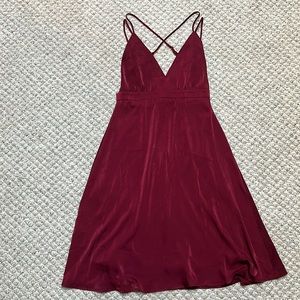 Lulus size M maroon midi satin dress with adjustable straps